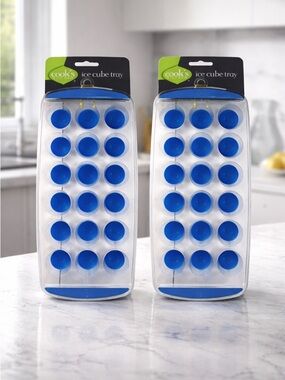 NWT Cook's Kitchen Blue Ice Cube Tray 21 Small Dome Ice Cubes or Snacks Set of 2